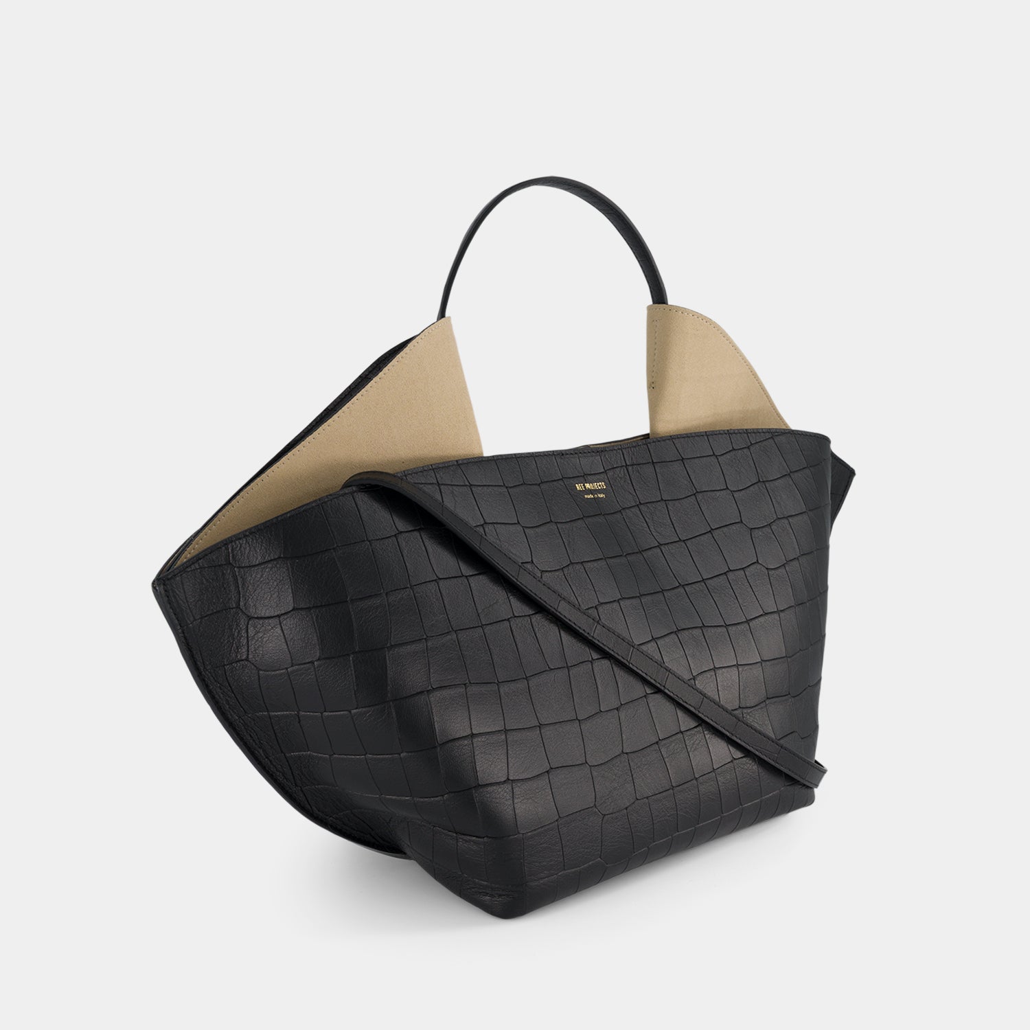 ANN TOTE MEDIUM - SOFT CROC - BLACK