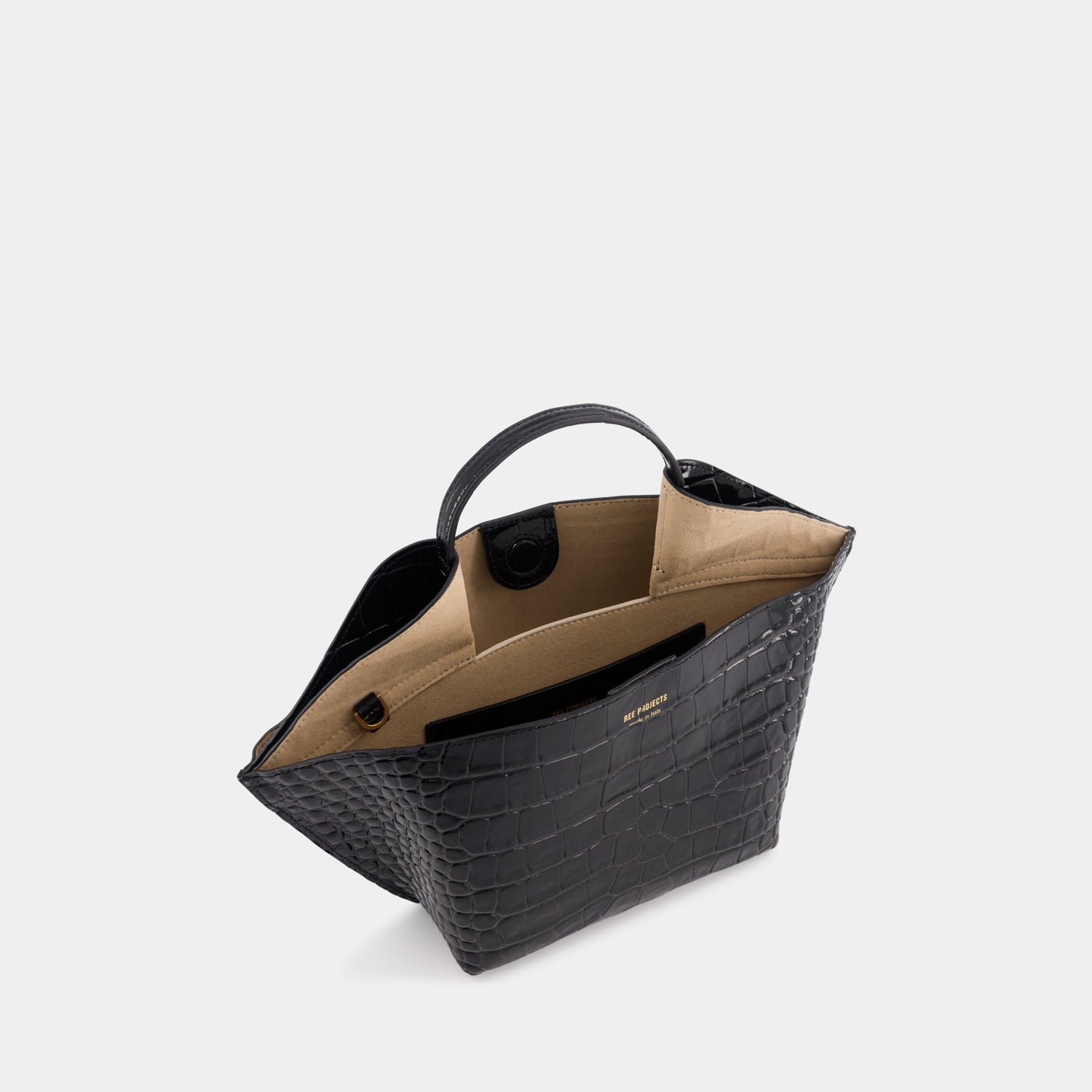 ANN TOTE MINI - CROC - BLACK