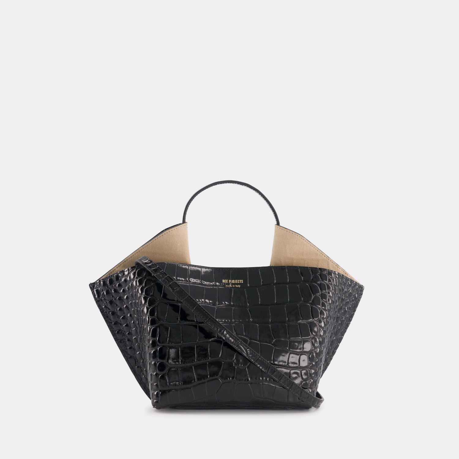 ANN TOTE MINI - CROC - BLACK