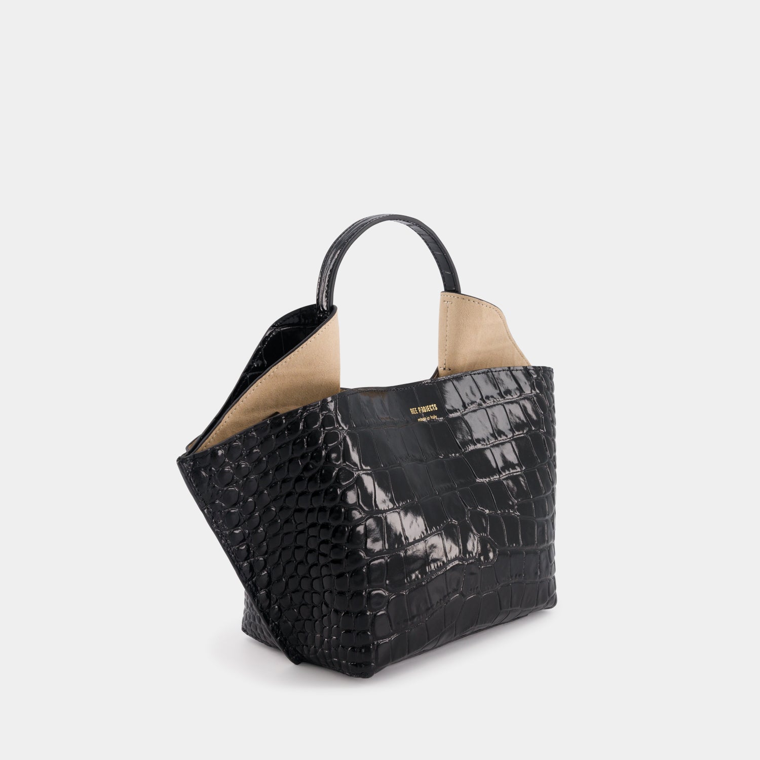 ANN TOTE MINI - CROC - BLACK