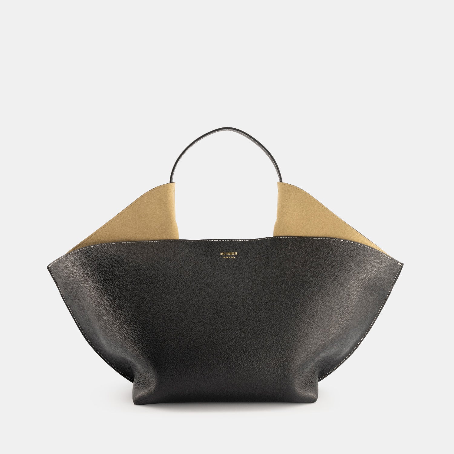 REE PROJECTS Ann Tote Medium Black Pebble Grain Soft Leather Handbag Handlebag Crossbody Mid sized Spacious