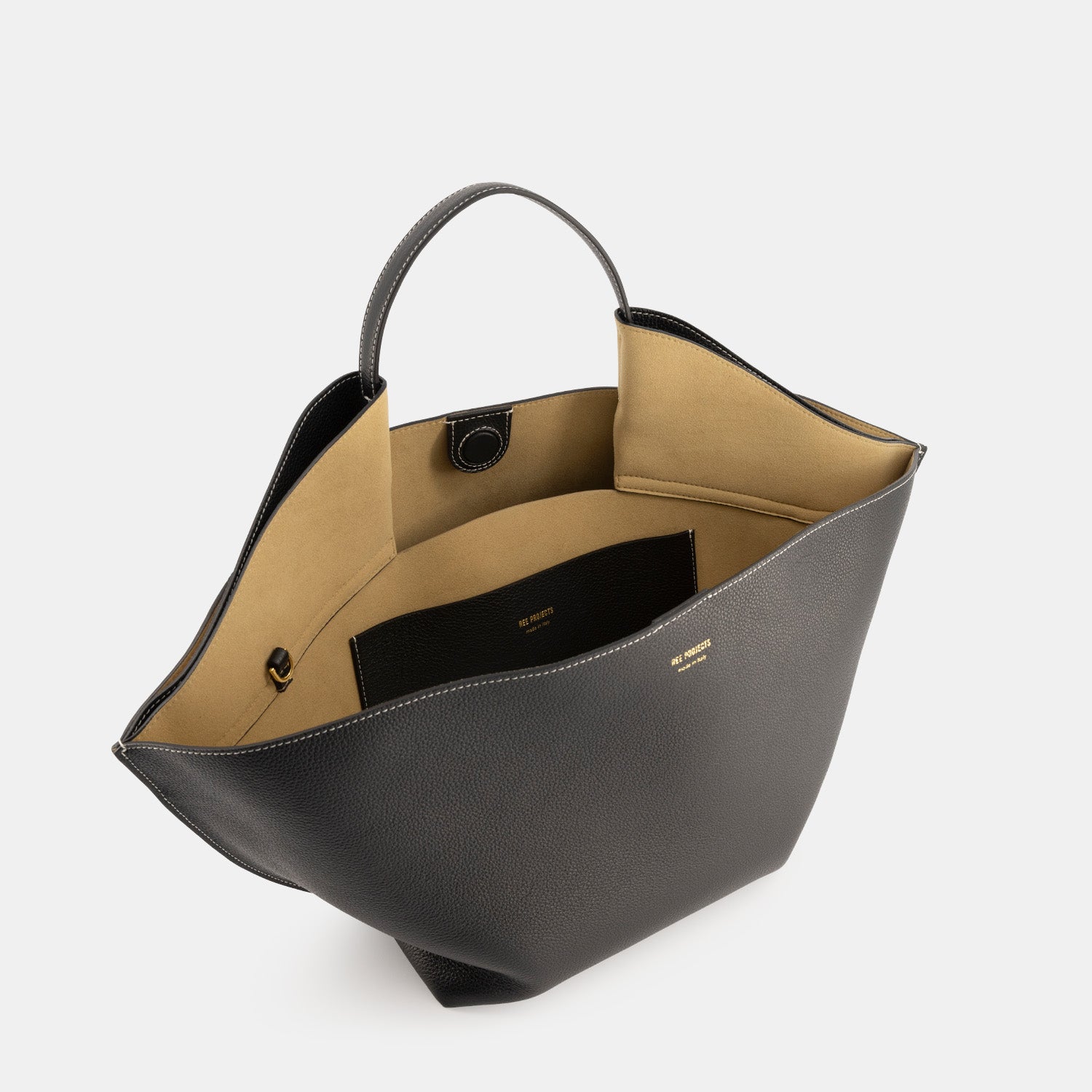 REE PROJECTS Ann Tote Medium Black Pebble Grain Soft Leather Handbag Handlebag Crossbody Mid sized Spacious