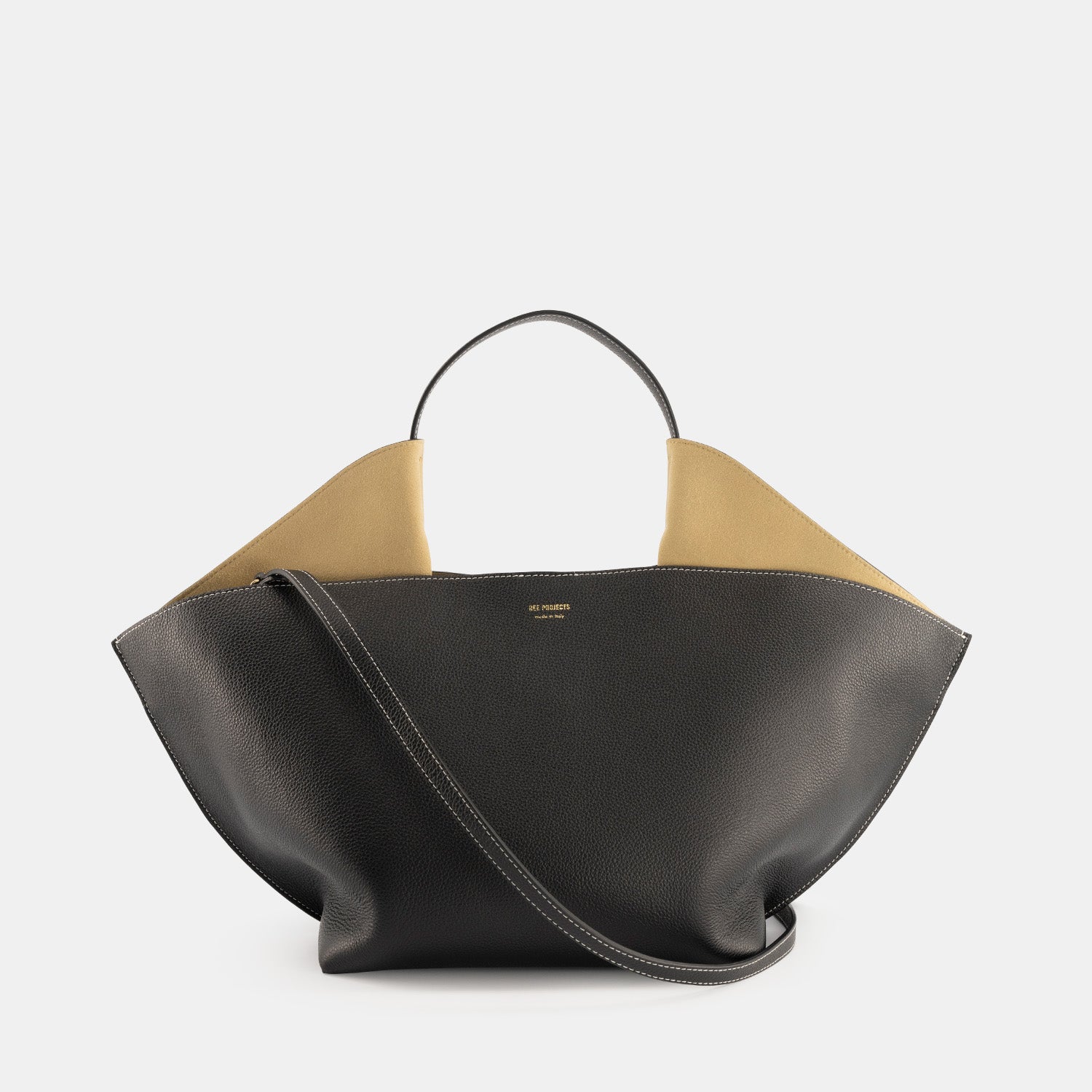 REE PROJECTS Ann Tote Medium Black Pebble Grain Soft Leather Handbag Handlebag Crossbody Mid sized Spacious