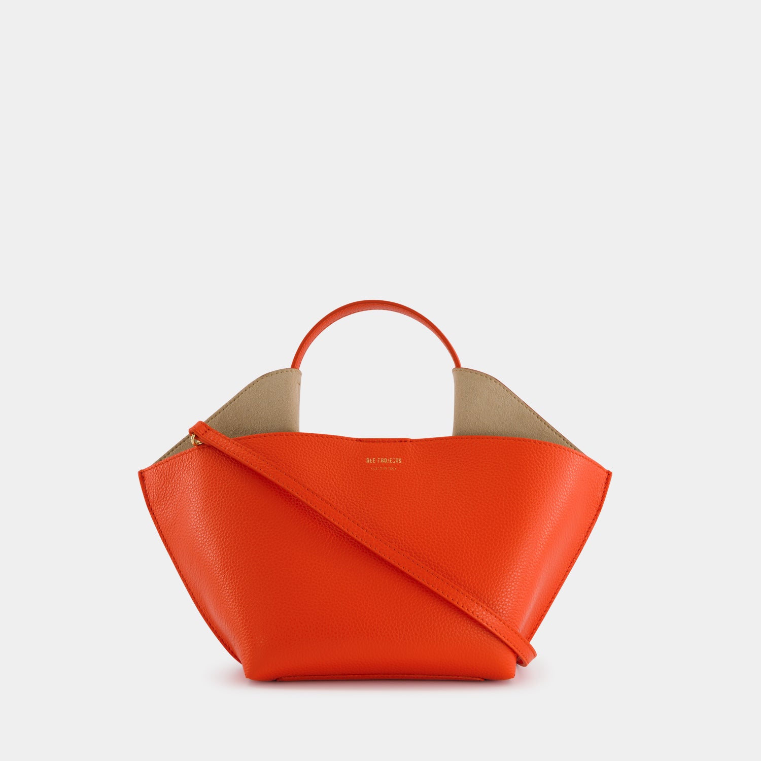 REE PROJECTS Ann Tote Mini Flame Red Pebble Grain Italian Calf Leather Handbag Crossbody Elegant Evening