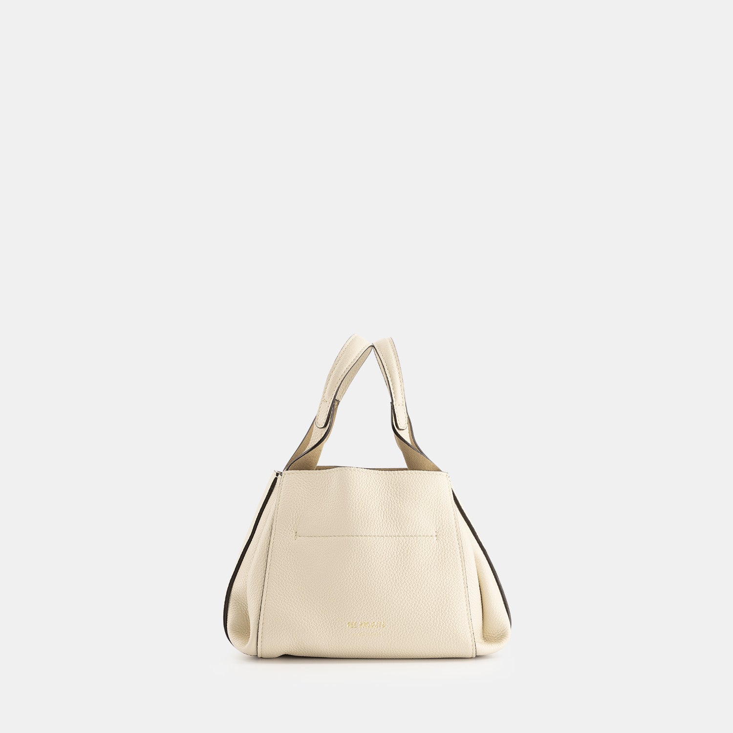 REE PROJECTS BUCKET Avy Small Beige Pebble Grain Italian Leather Top-Handle Handbag Cross Body Bag Compact Evening Casual Elegant Adjustable