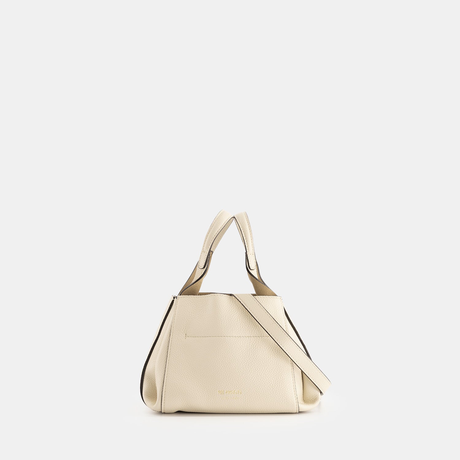 REE PROJECTS BUCKET Avy Small Beige Pebble Grain Italian Leather Top-Handle Handbag Cross Body Bag Compact Evening Casual Elegant Adjustable
