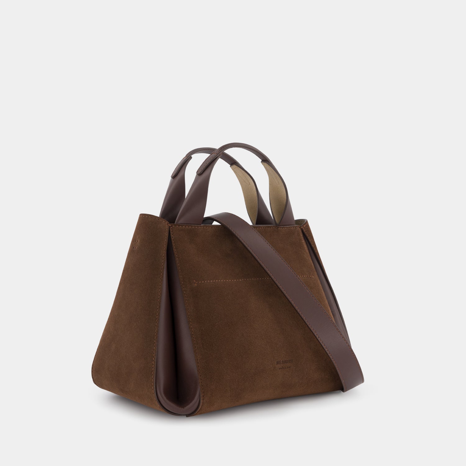 REE PROJECTS Avy Medium Suede Mocha Soft Calf Italian Leather Top-Handle Shoulder Cross Body Bag Spacious Everyday