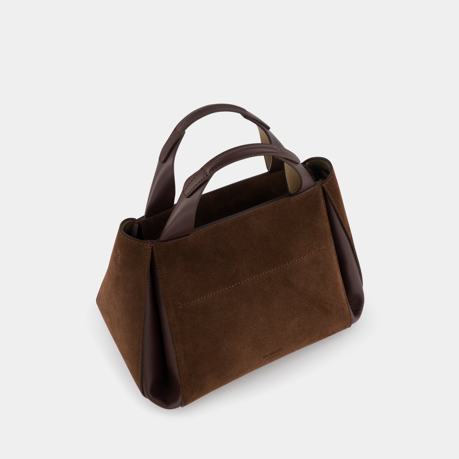 REE PROJECTS Avy Medium Suede Mocha Soft Calf Italian Leather Top-Handle Shoulder Cross Body Bag Spacious Everyday