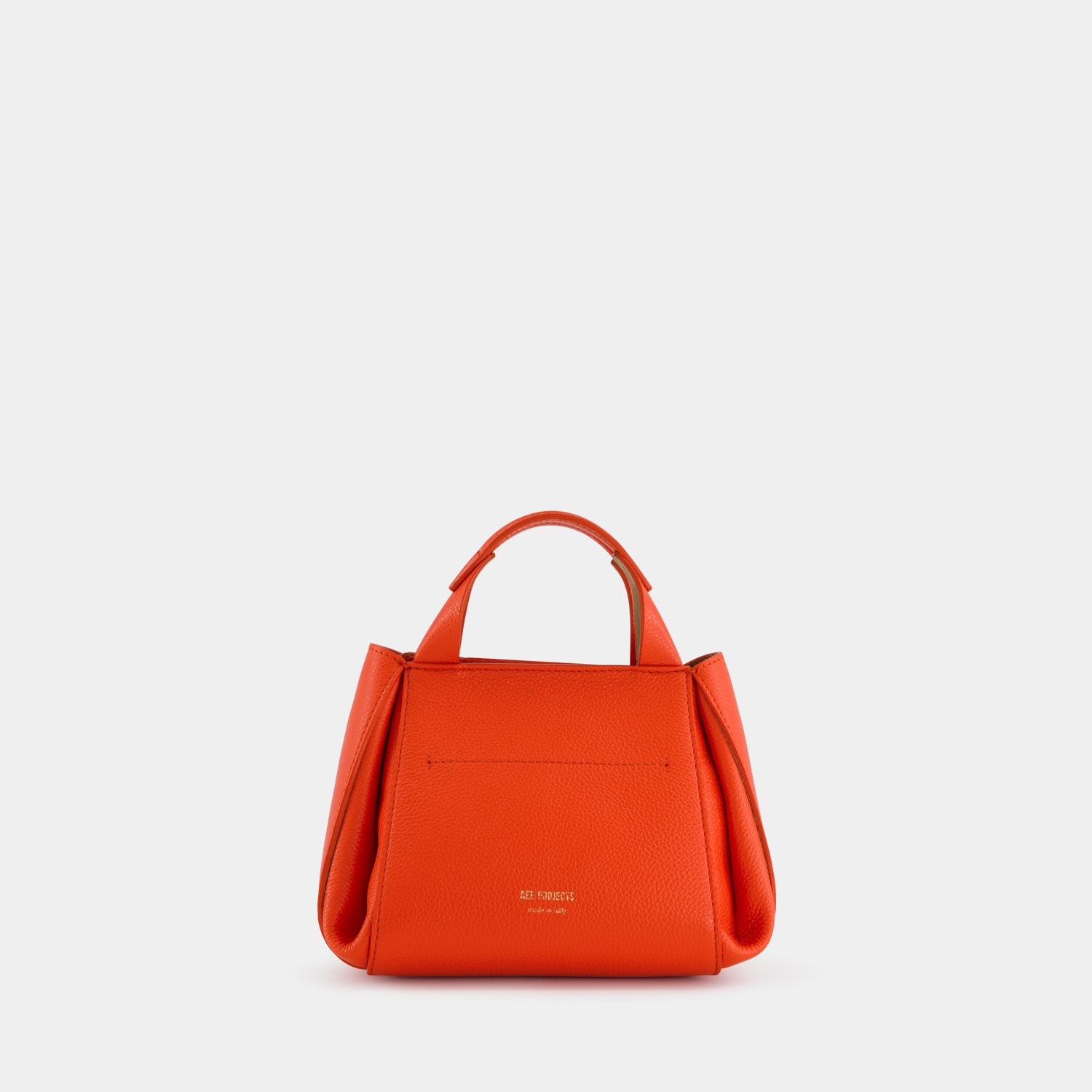 REE PROJECTS Avy Mini Flame Red Pebble Grain Italian Leather Top-Handle Handbag Cross Body Bag Compact Evening Casual Elegant