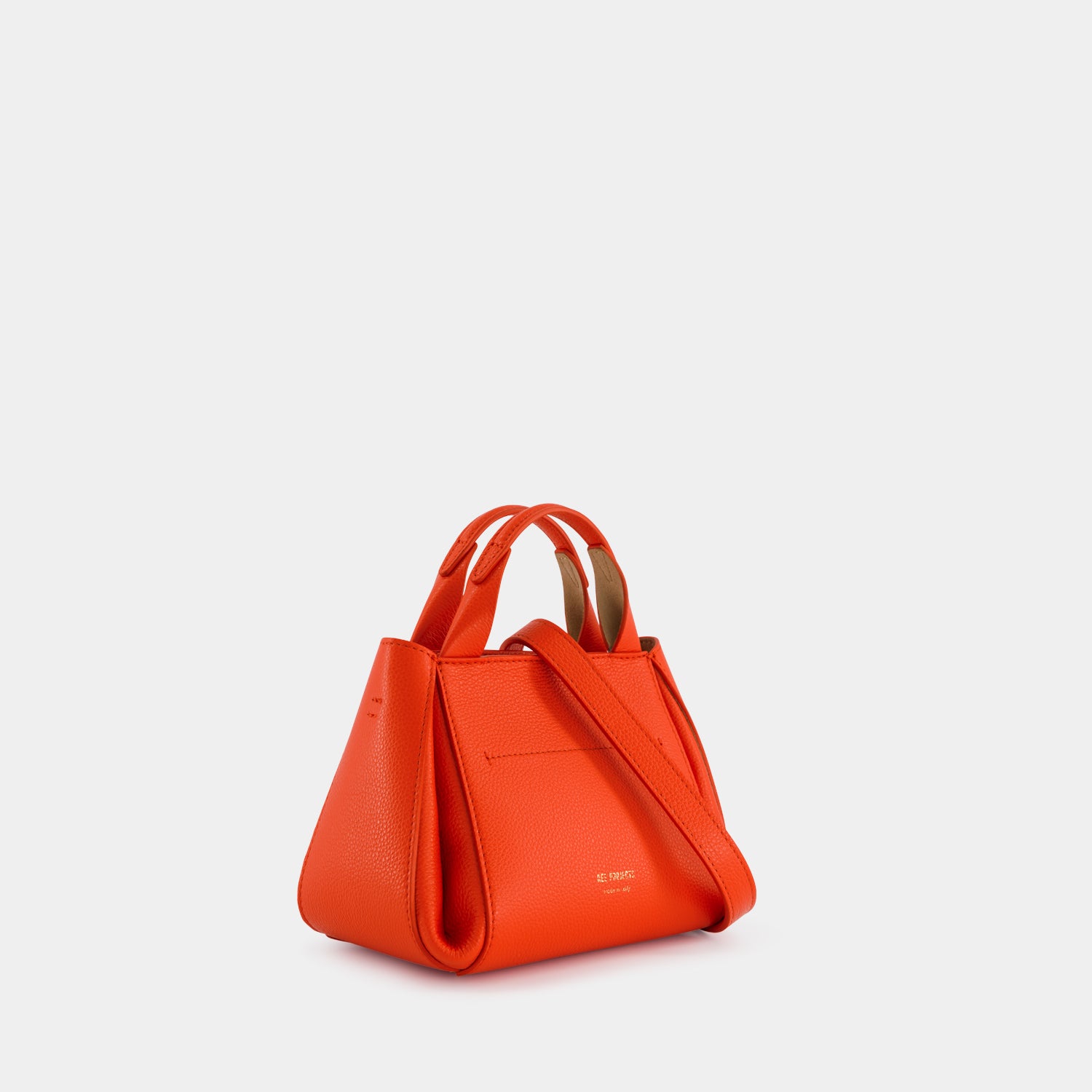 REE PROJECTS Avy Mini Flame Red Pebble Grain Italian Leather Top-Handle Handbag Cross Body Bag Compact Evening Casual Elegant