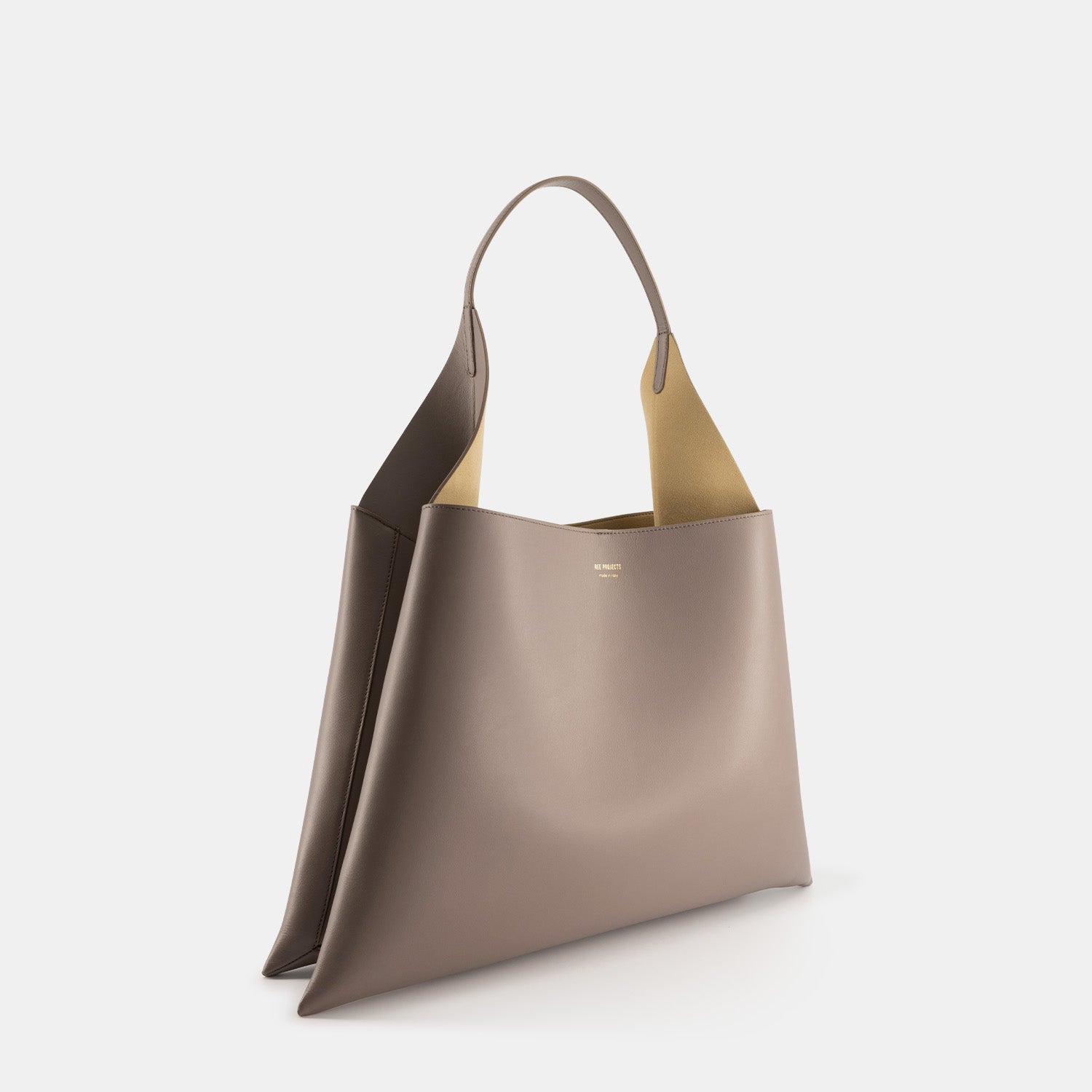 REE PROJECTS Clare Tote Large Ash Brown Soft Calf Italian Leather Handmade Spacious Style Chic Modern Elegant Top Handle Shoulder Bag Everyday Work