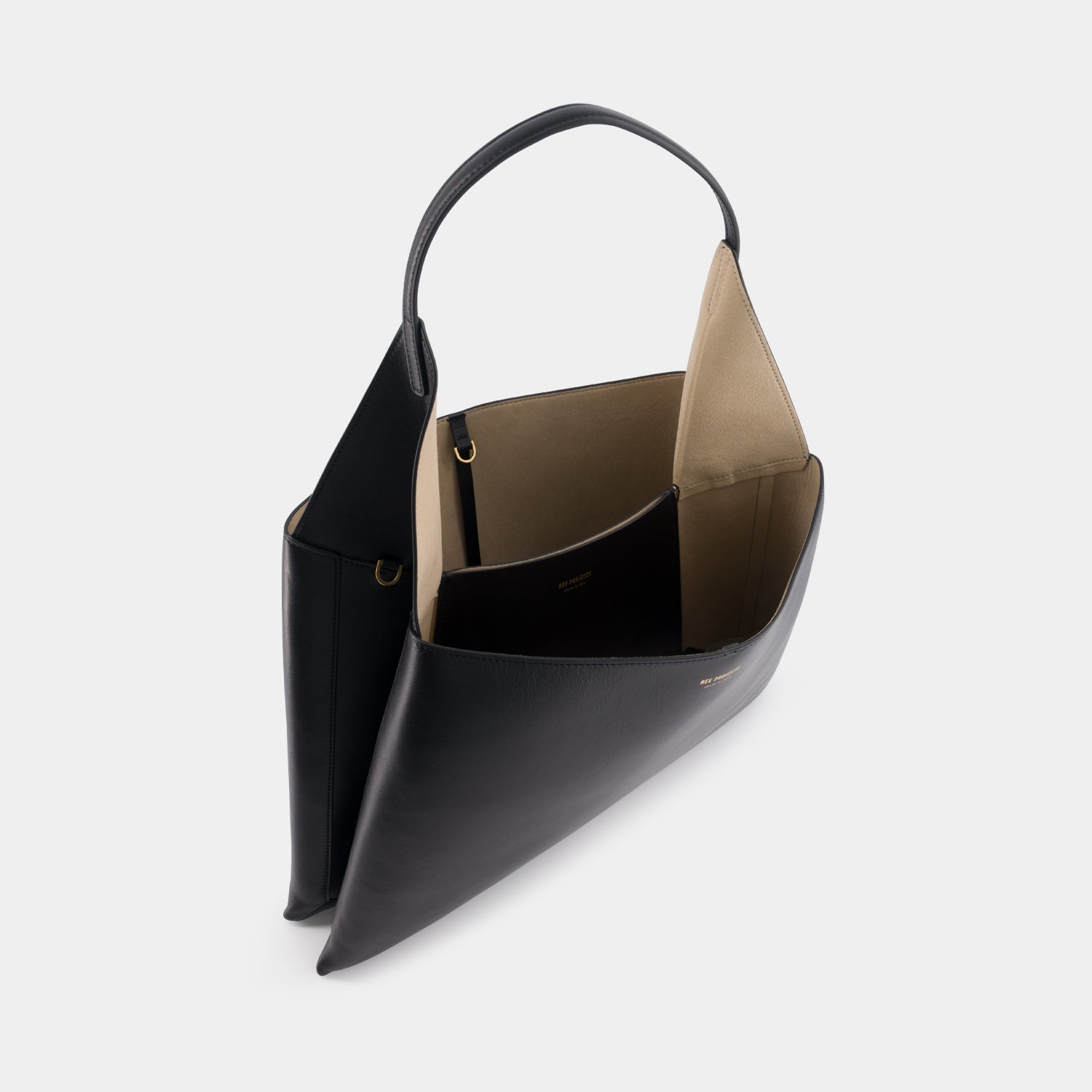 REE PROJECTS Clare Tote Large Black Soft Calf Italian Leather Handmade Spacious Style Chic Modern Elegant Top Handle Shoulder Bag Everyday Work