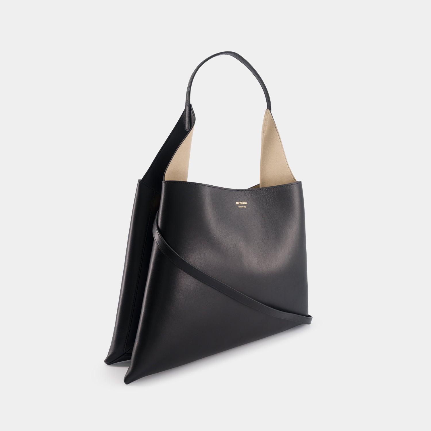 REE PROJECTS Clare Tote Large Black Soft Calf Italian Leather Handmade Spacious Style Chic Modern Elegant Top Handle Shoulder Bag Everyday Work