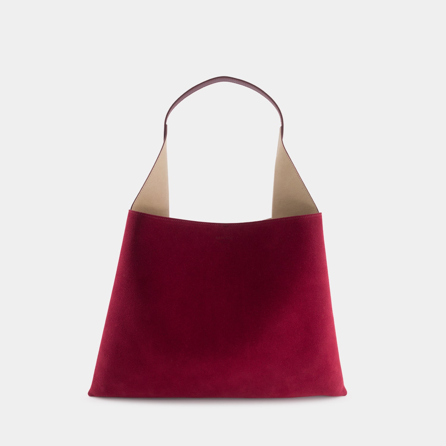 REE PROJECTS Clare Tote Large Maroon Suede Soft Calf Italian Leather Handmade Spacious Style Chic Modern Elegant Top Handle Shoulder Bag Everyday Work