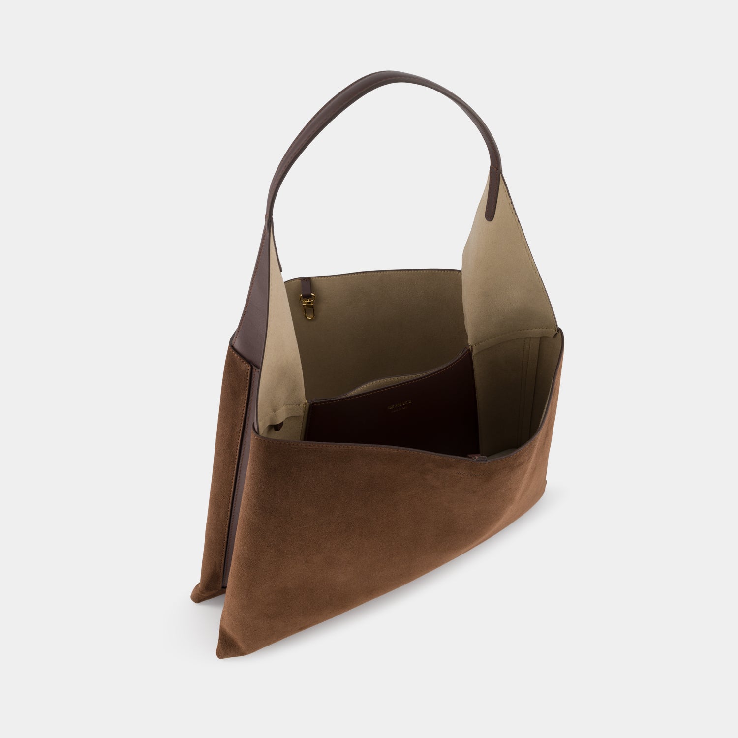 REE PROJECTS Clare Tote Large Mocha Brown Suede Soft Calf Italian Leather Handmade Spacious Style Chic Modern Elegant Top Handle Shoulder Bag Everyday Work