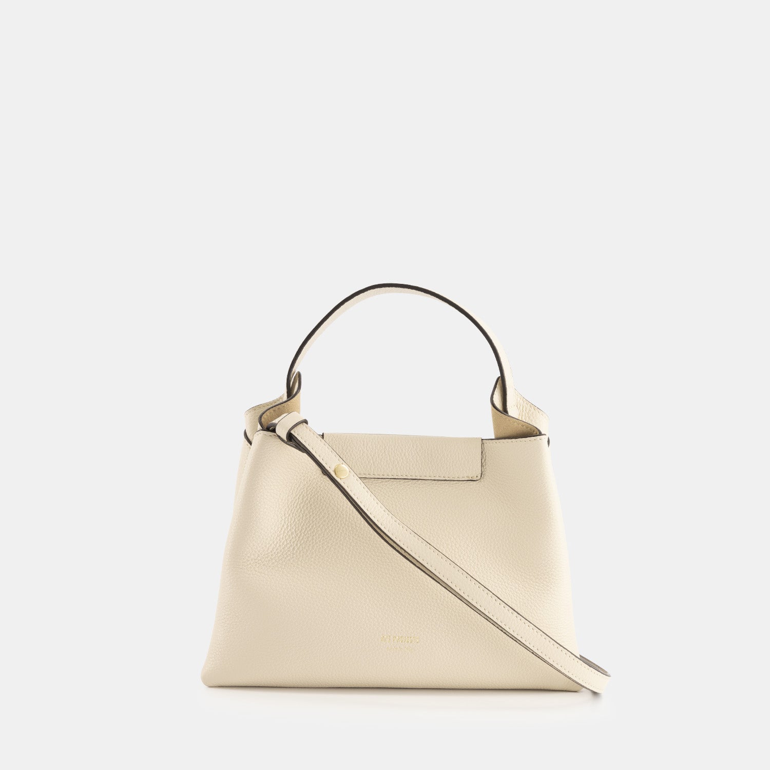 REE PROJECTS Elieze Mini Beige Soft Calf Italian Leather Button Closure Top Handle Handbag Cross Body Strap Casual Elegant Functional Everyday Evening