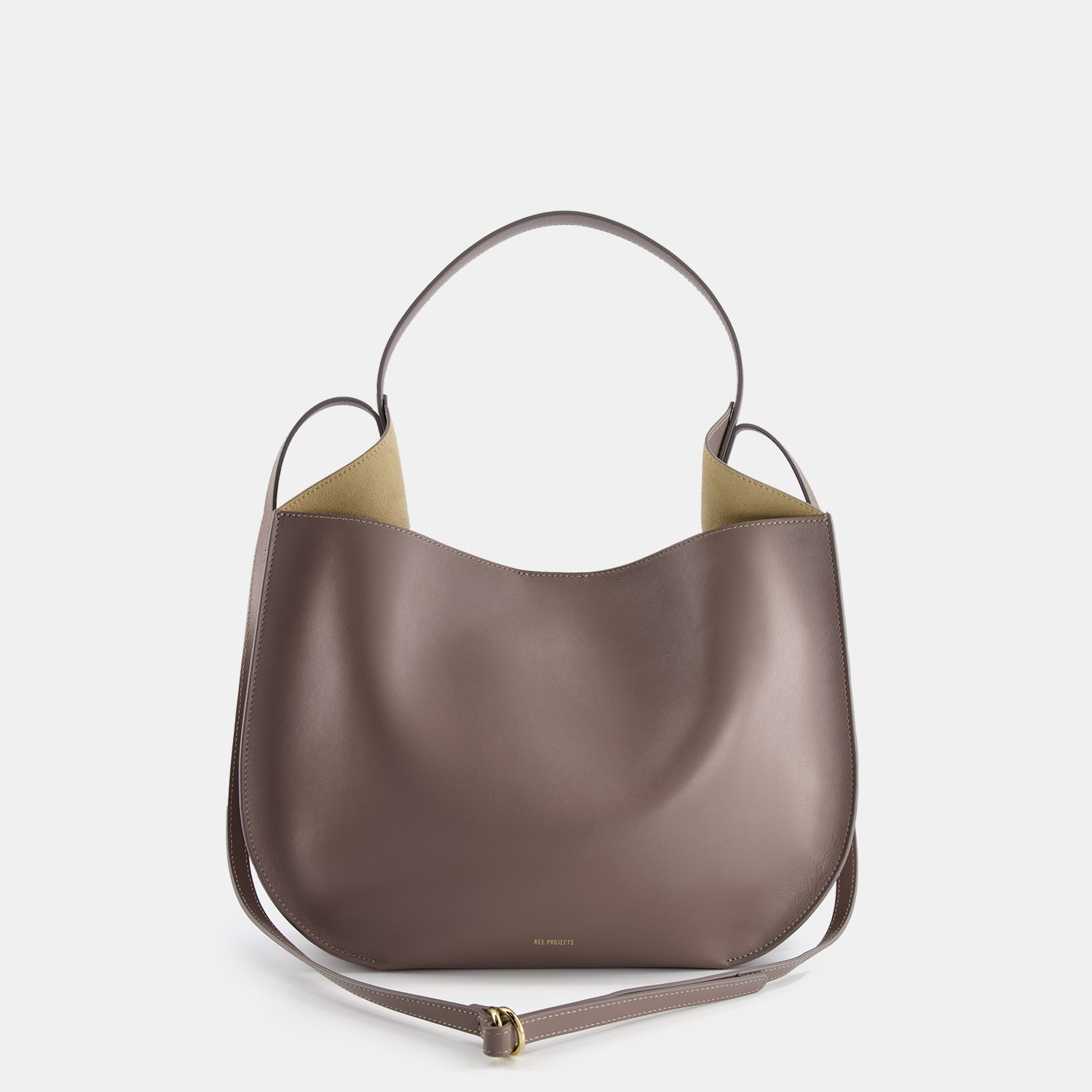 REE PROJECTS Helene Hobo Ash Brown Tote Pebble Grain Soft Italian Leather Spacious Everyday Style Chic Work Elegant Casual Shoulder bag Cross Body