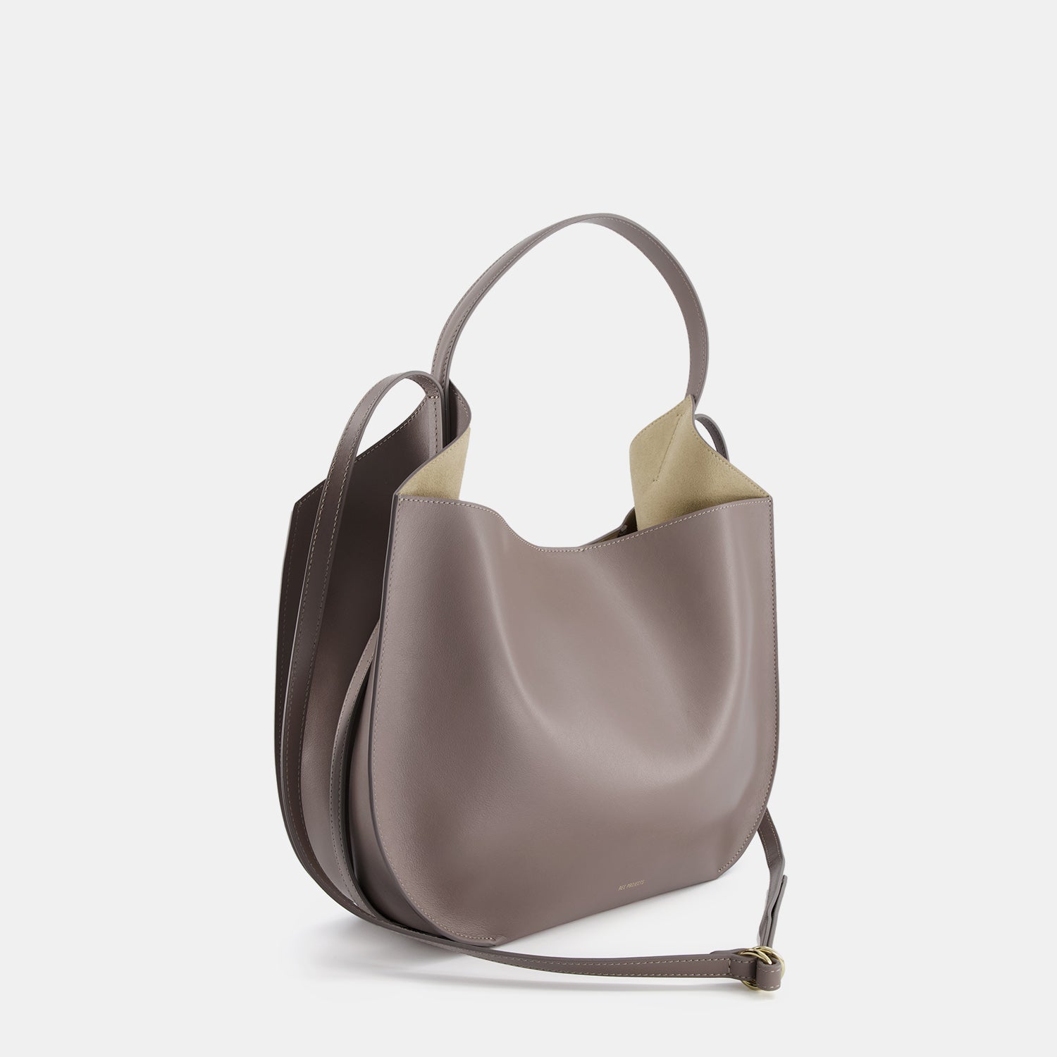 REE PROJECTS Helene Hobo Ash Brown Tote Pebble Grain Soft Italian Leather Spacious Everyday Style Chic Work Elegant Casual Shoulder bag Cross Body