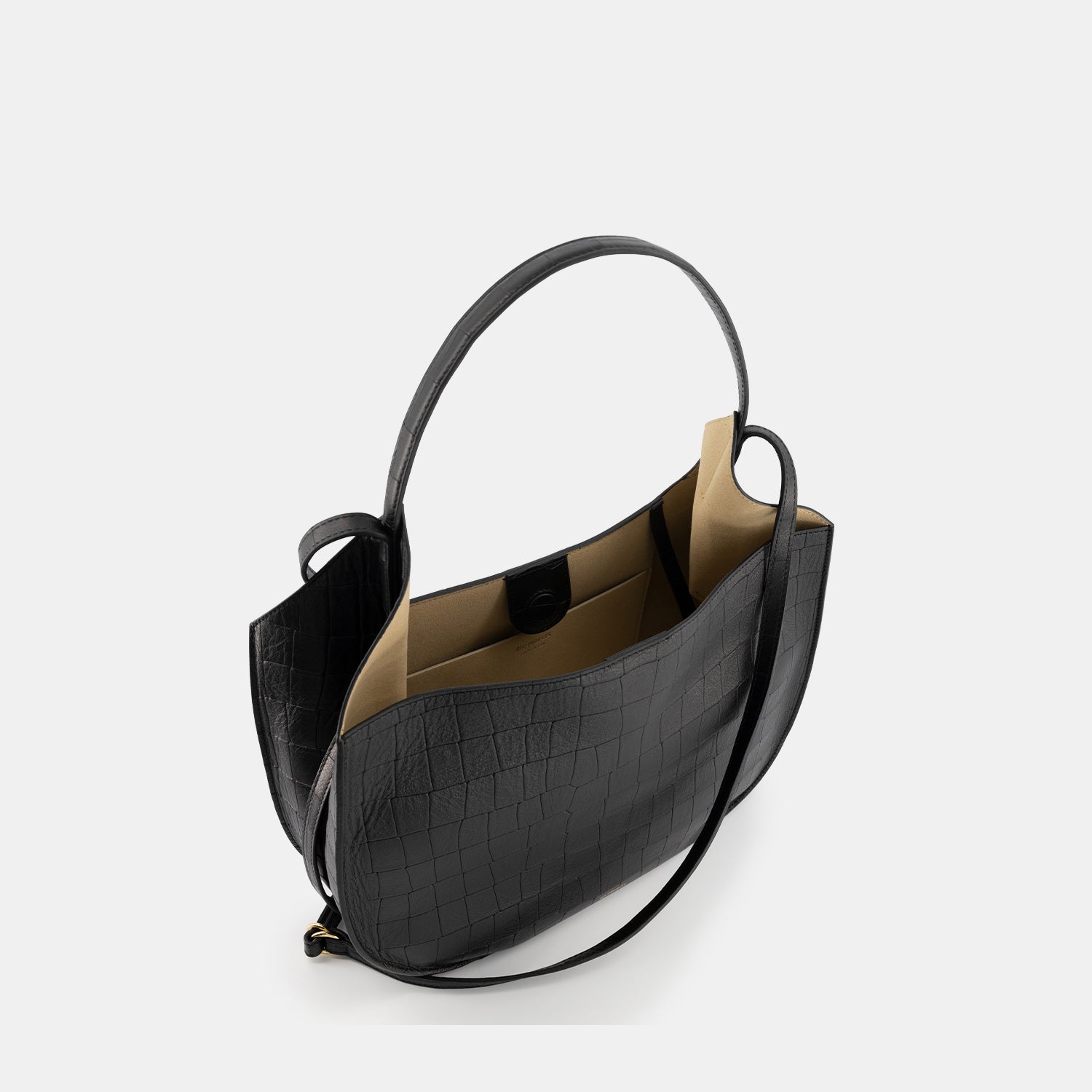 REE PROJECTS Helene Hobo Black Tote Soft Croc Leather Spacious Everyday Style Chic Work Elegant Casual Shoulder bag Cross Body