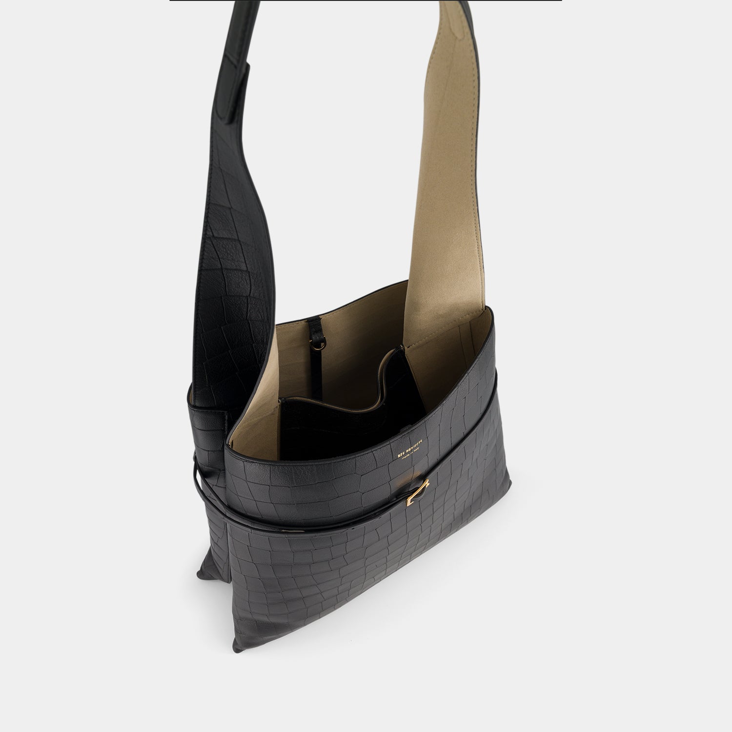 TOTE NESSA - SOFT CROC - BLACK