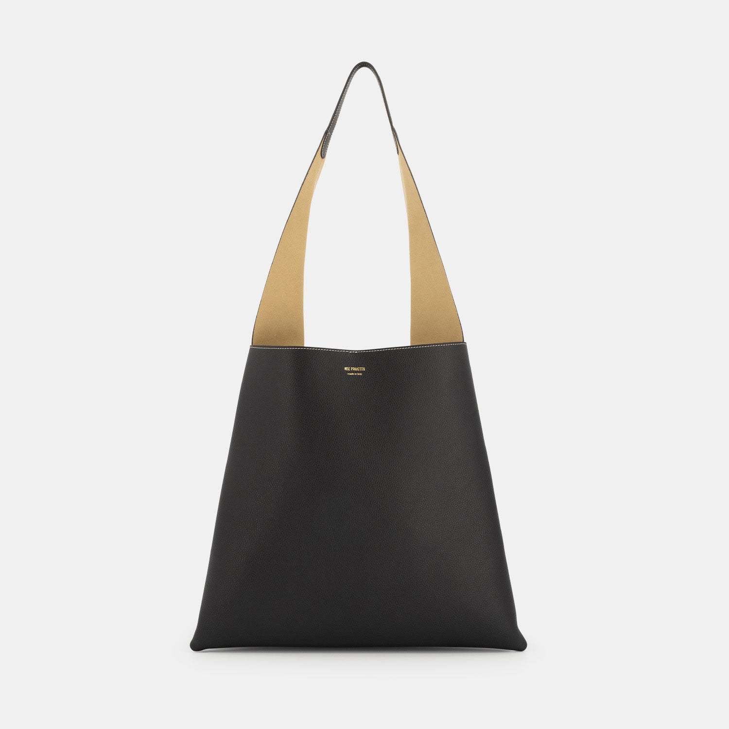 REE PROJECTS Nessa Tote Small Black Pebble Grain Soft Calf Italian Leather Handmade Spacious Unique Style Chic Modern Elegant Top Handle Shoulder Bag Everyday