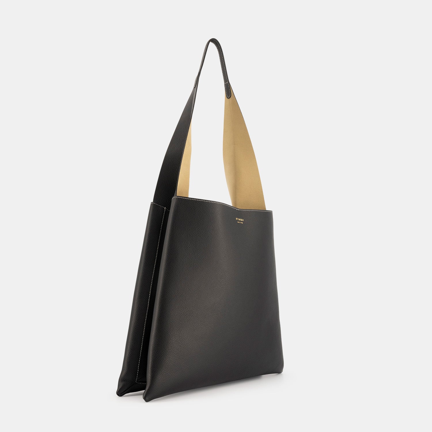 REE PROJECTS Nessa Tote Small Black Pebble Grain Soft Calf Italian Leather Handmade Spacious Unique Style Chic Modern Elegant Top Handle Shoulder Bag Everyday