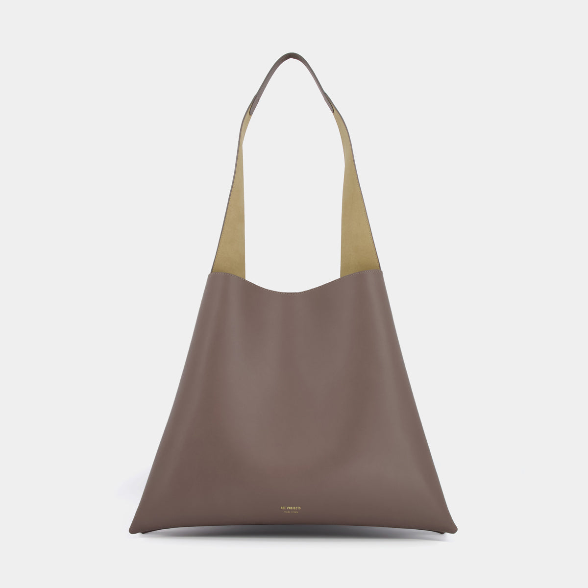 REE PROJECTS Nessa Tote Ash Brown Soft Calf Italian Leather Handmade Spacious Unique Style Chic Modern Elegant Top Handle Shoulder Bag Everyday