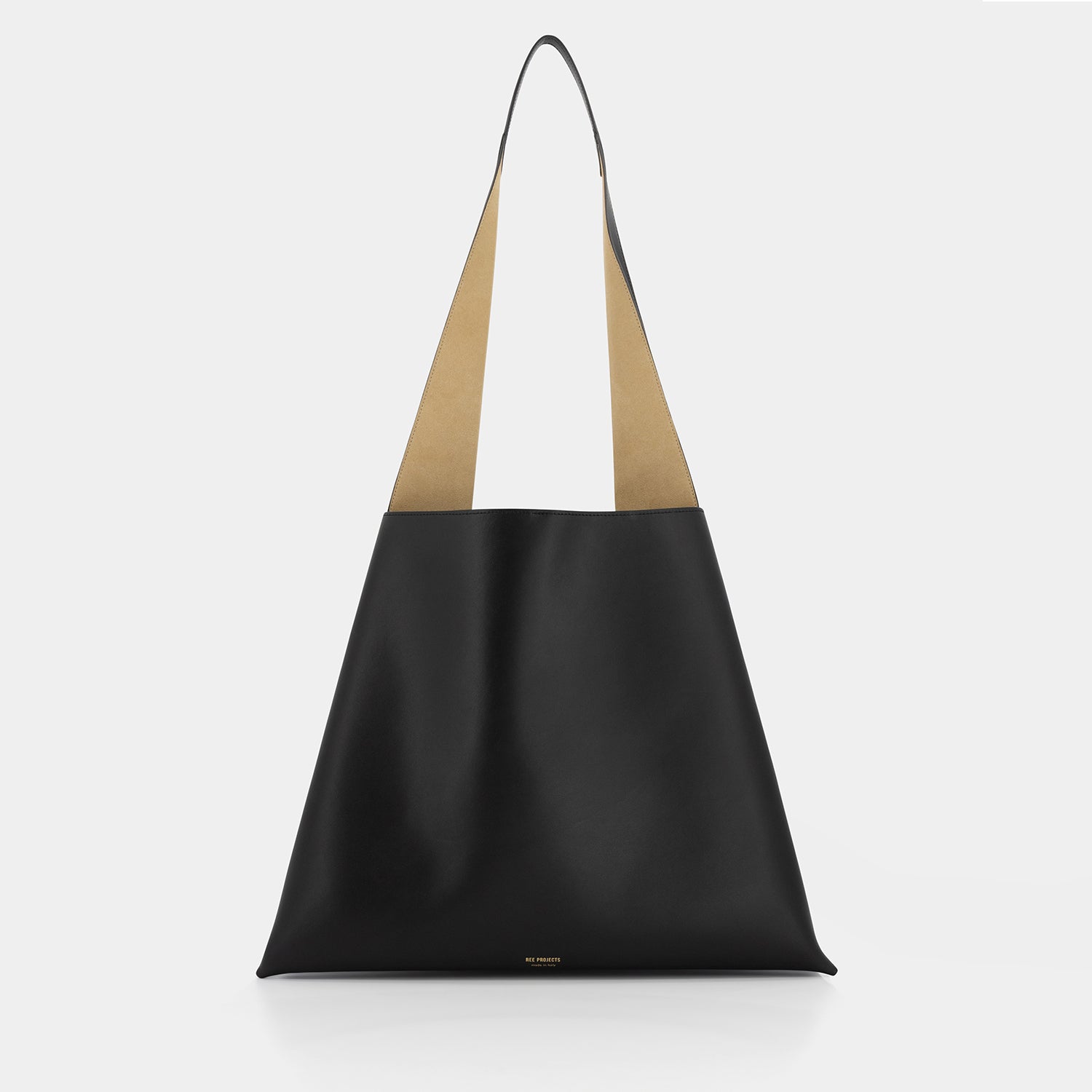 REE PROJECTS Nessa Tote Black Soft Calf Italian Leather Handmade Spacious Unique Style Chic Modern Elegant Top Handle Shoulder Bag Everyday