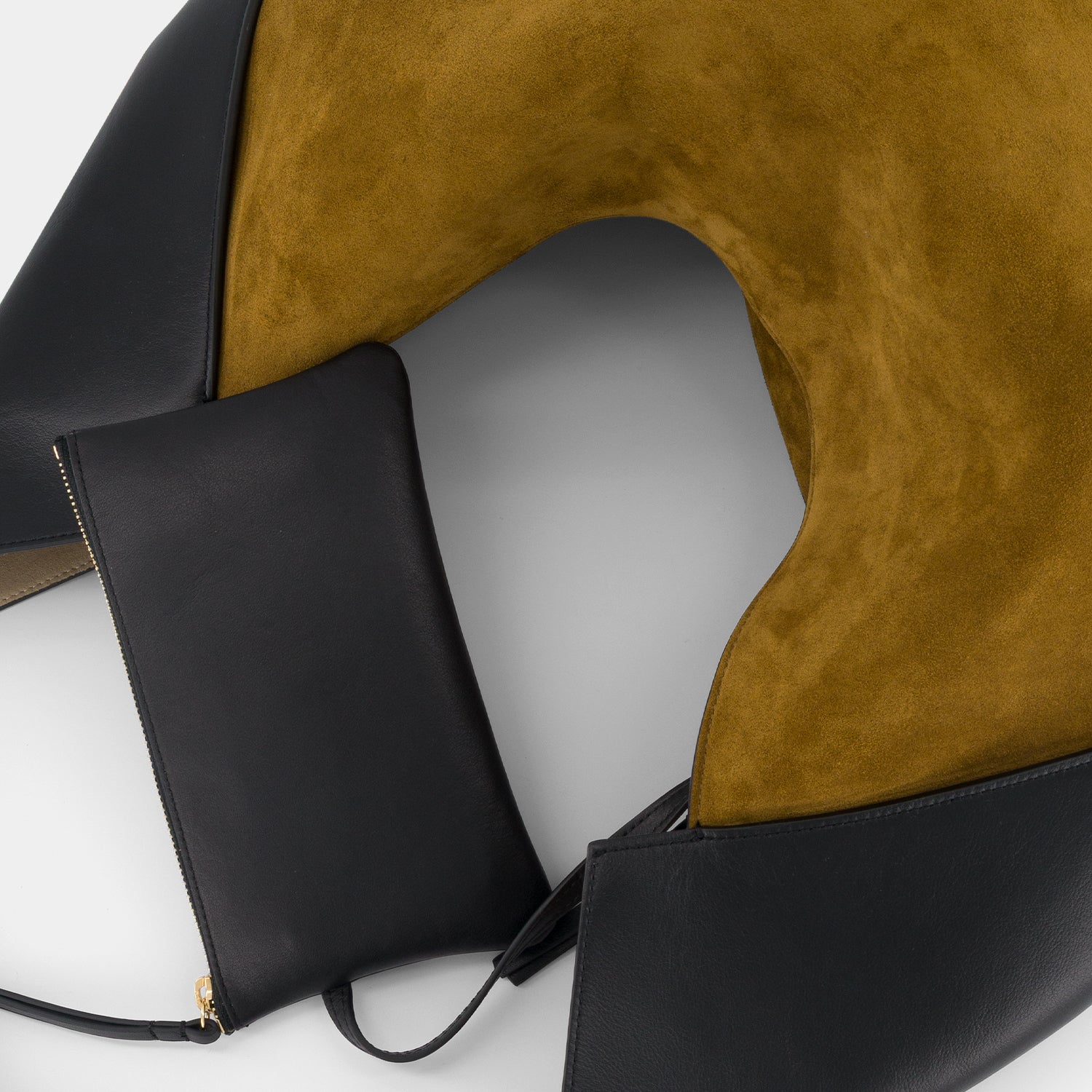 RIVA HOBO - SUEDE SOFT CALF - MUSTARD BLACK