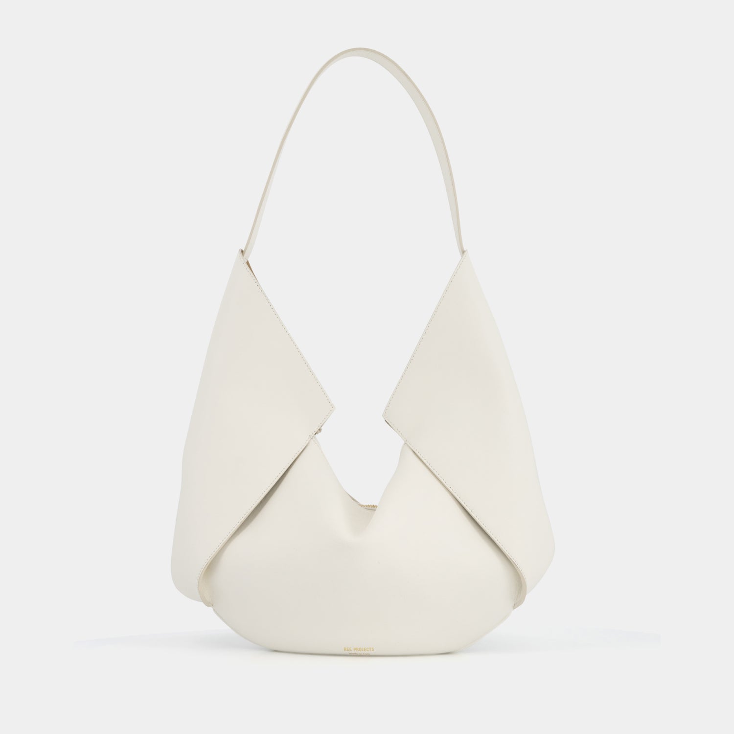 REE PROJECTS Riva Large White Italian Calf Soft Leather Handmade Spacious Style Chic Modern Elegant Top Handle Shoulder Bag Everyday