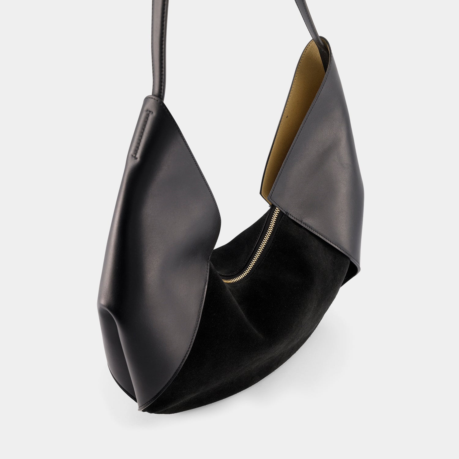 REE PROJECTS Riva Large Black Italian Suede Calf Soft Leather Handmade Spacious Style Chic Modern Elegant Top Handle Shoulder Bag Everyday