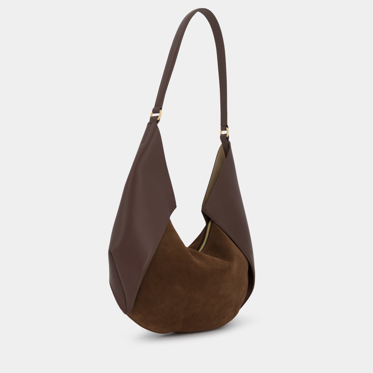 REE PROJECTS Riva Large Mocha Brown Italian Calf Suede Soft Leather Handmade Spacious Style Chic Modern Elegant Top Handle Shoulder Bag Everyday