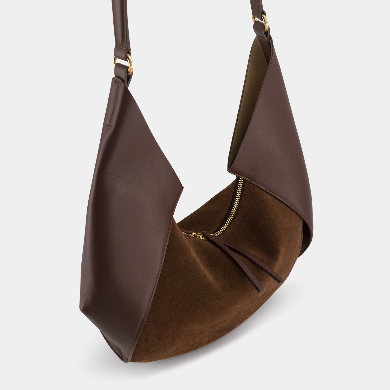 REE PROJECTS Riva Large Mocha Brown Italian Calf Suede Soft Leather Handmade Spacious Style Chic Modern Elegant Top Handle Shoulder Bag Everyday