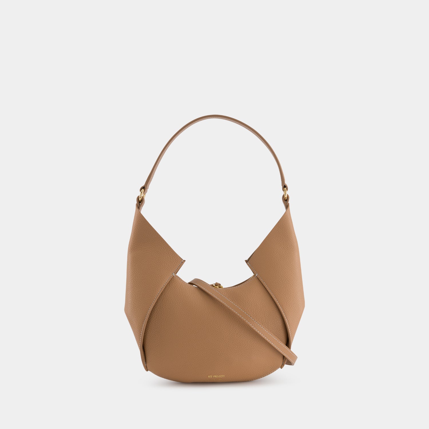 REE PROJECTS Riva Mini Clay Brown Pebble Grain Italian Leather Handmade Style Chic Modern Elegant Top Handle Shoulder Bag Everyday Evening