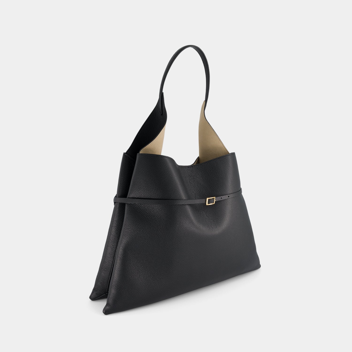 TOTE CLARE LARGE BELT - PEBBLE GRAIN - BLACK