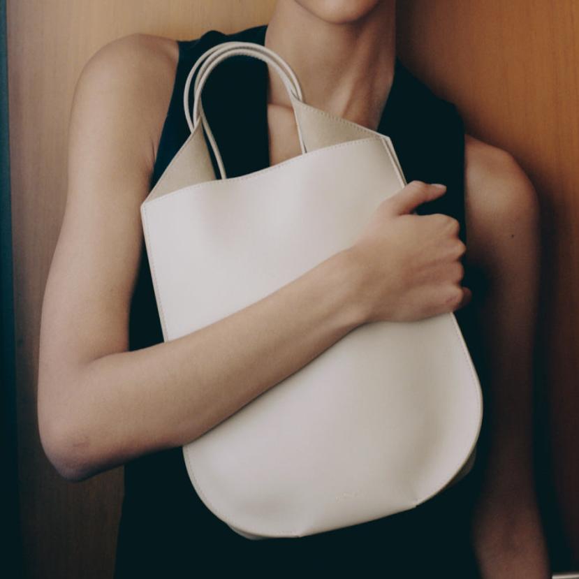 REE PROJECTS Helene MINI Beige Soft Calf Italian Leather Handmade Style Chic Elegant Top Handle Strap Cross Body Everyday Evening