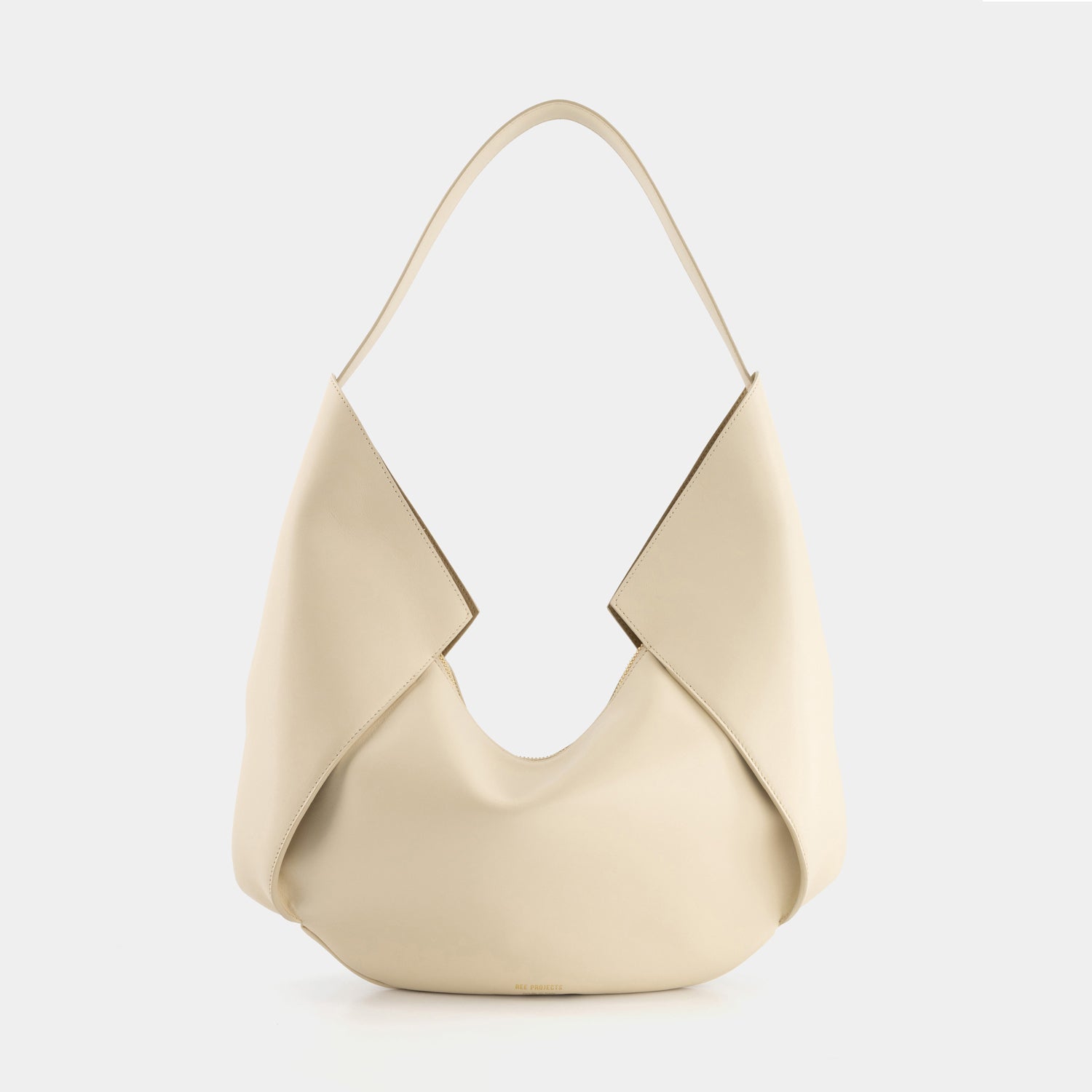 REE PROJECTS Riva Large Beige Italian Calf Leather Handmade Spacious Style Chic Modern Elegant Top Handle Shoulder Bag Everyday