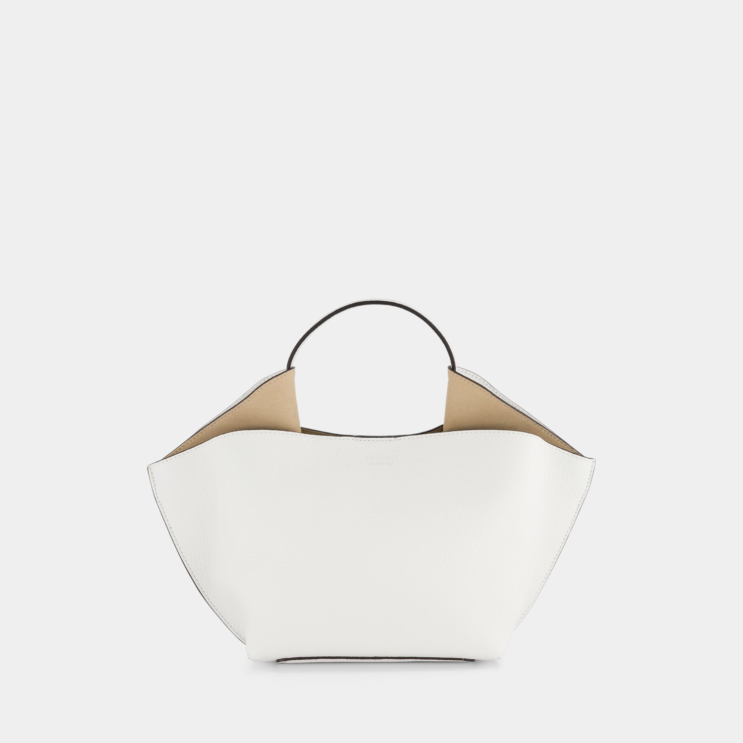 ANN TOTE MINI - PEBBLE GRAIN - BIANCO