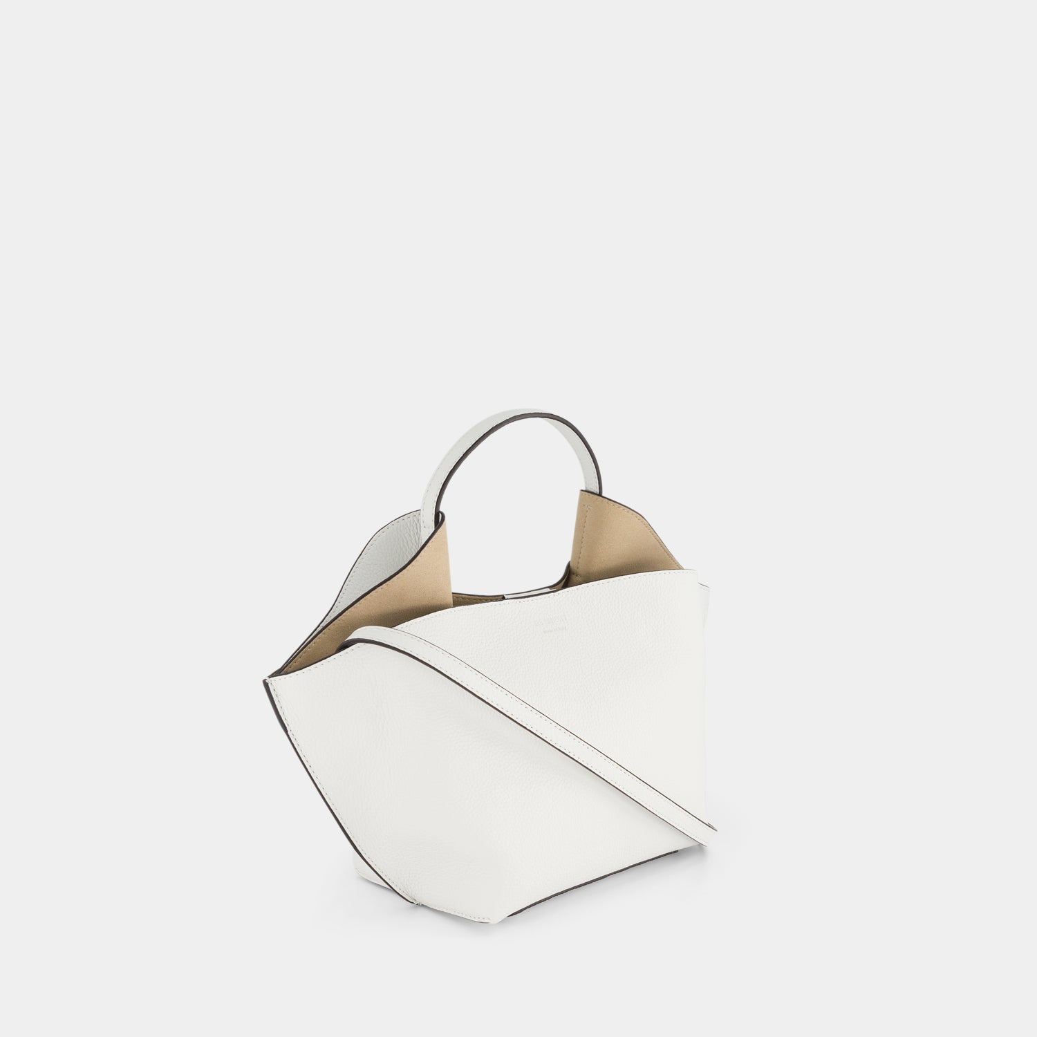 ANN TOTE MINI - PEBBLE GRAIN - BIANCO