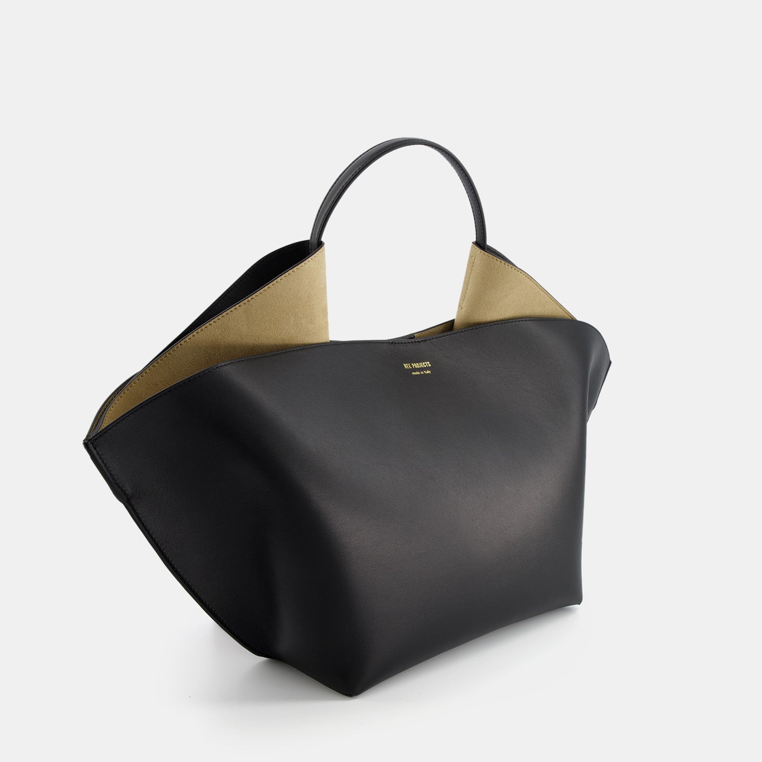 REE PROJECTS Ann Tote Medium Black Soft Calf Leather Handbag Handlebag Crossbody Mid sized Spacious Elegant  
