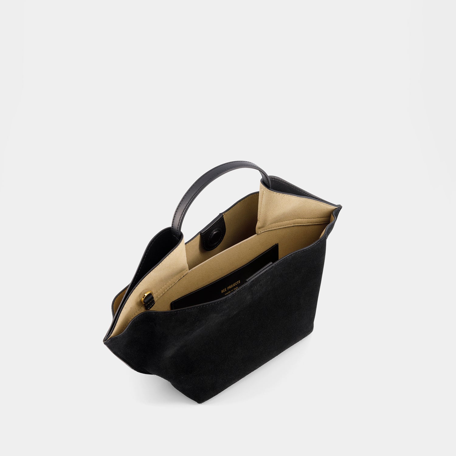 REE PROJECTS Ann Tote Suede Black Soft Calf Italian Leather Handbag Crossbody Elegant Evening Everyday 
