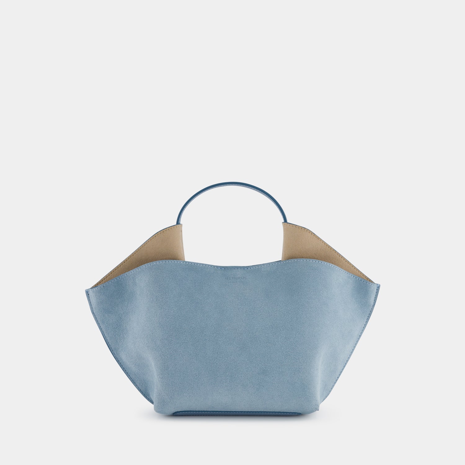 REE PROJECTS Ann Tote Mini Suede Mist Azure Soft Calf Italian Leather Handbag Crossbody Elegant Evening Everyday 