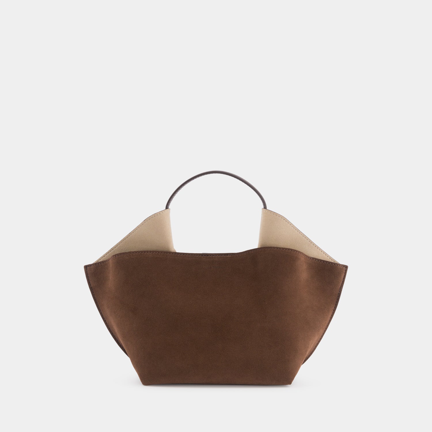 REE PROJECTS Ann Tote Mini Suede Mocha Brown Soft Calf Italian Leather Handbag Crossbody Elegant Evening Everyday 