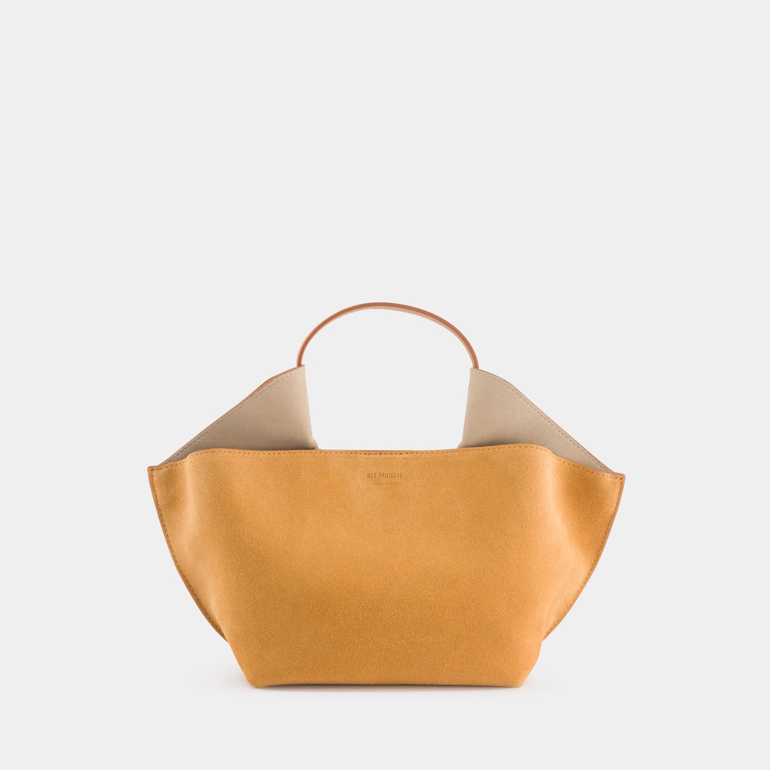 REE PROJECTS Ann Tote Mini Suede Ochre Soft Calf Italian Leather Handbag Crossbody Elegant Evening Everyday 