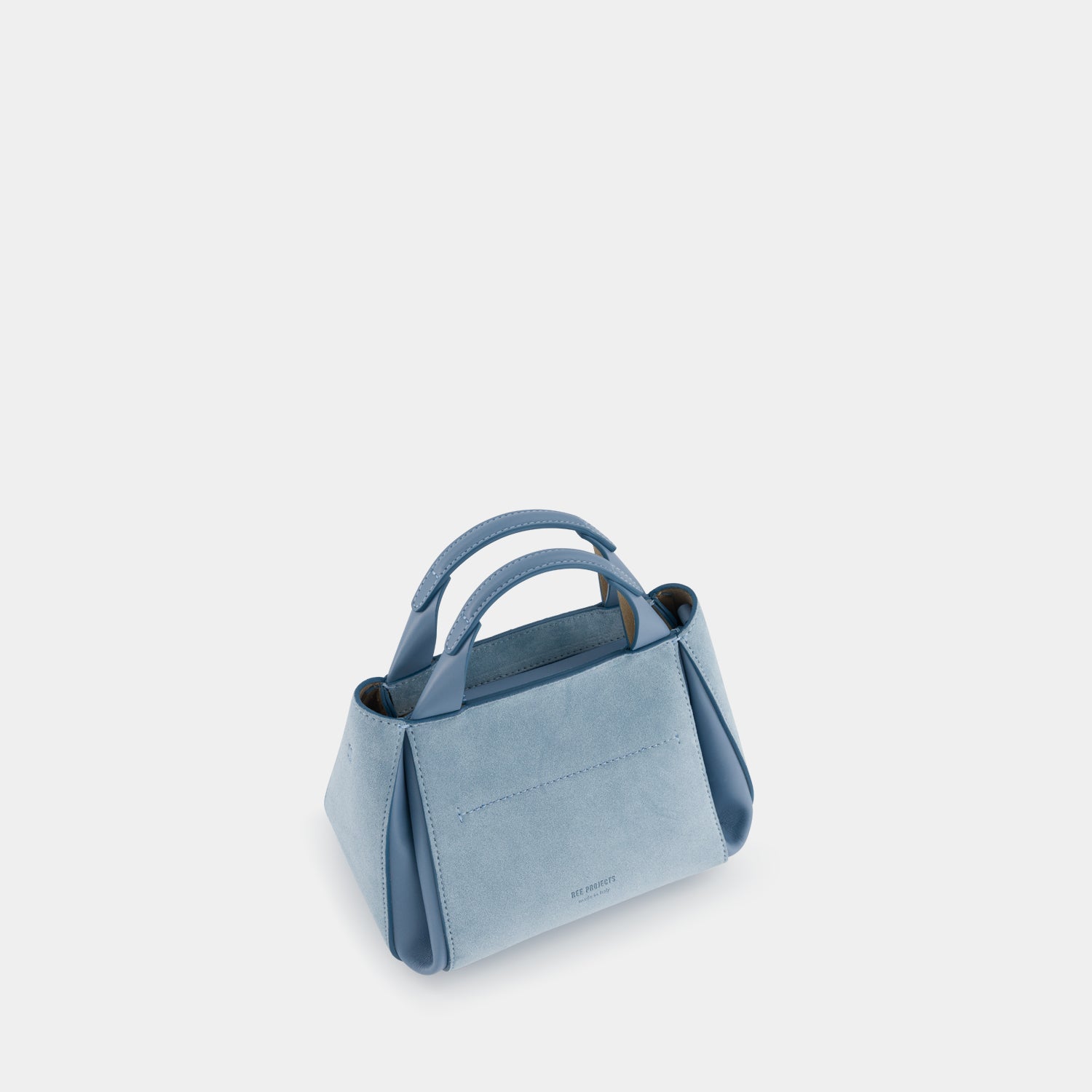 REE PROJECTS Avy Mini Mist Azure Suede Soft Calf Italian Leather Top-Handle Handbag Cross Body Bag Compact Evening Casual Elegant 