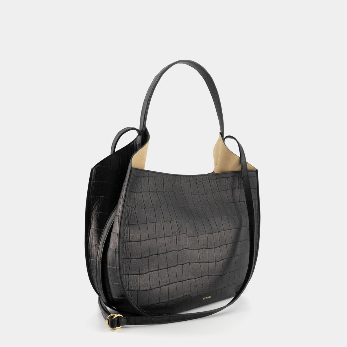 HELENE HOBO - SOFT CROC - BLACK