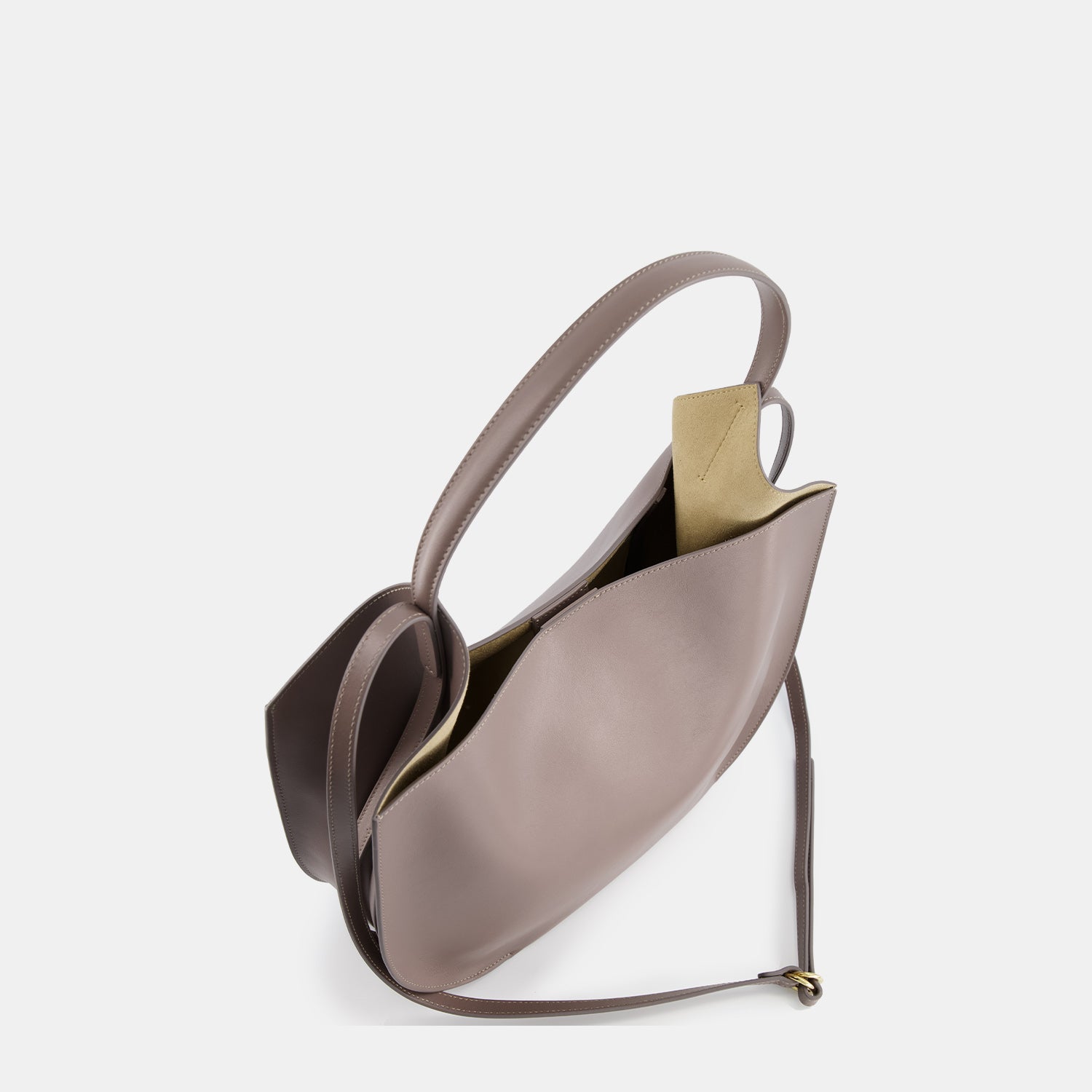 REE PROJECTS Helene Hobo Ash Brown Tote Pebble Grain Soft Italian Leather Spacious Everyday Style Chic Work Elegant Casual Shoulder bag Cross Body