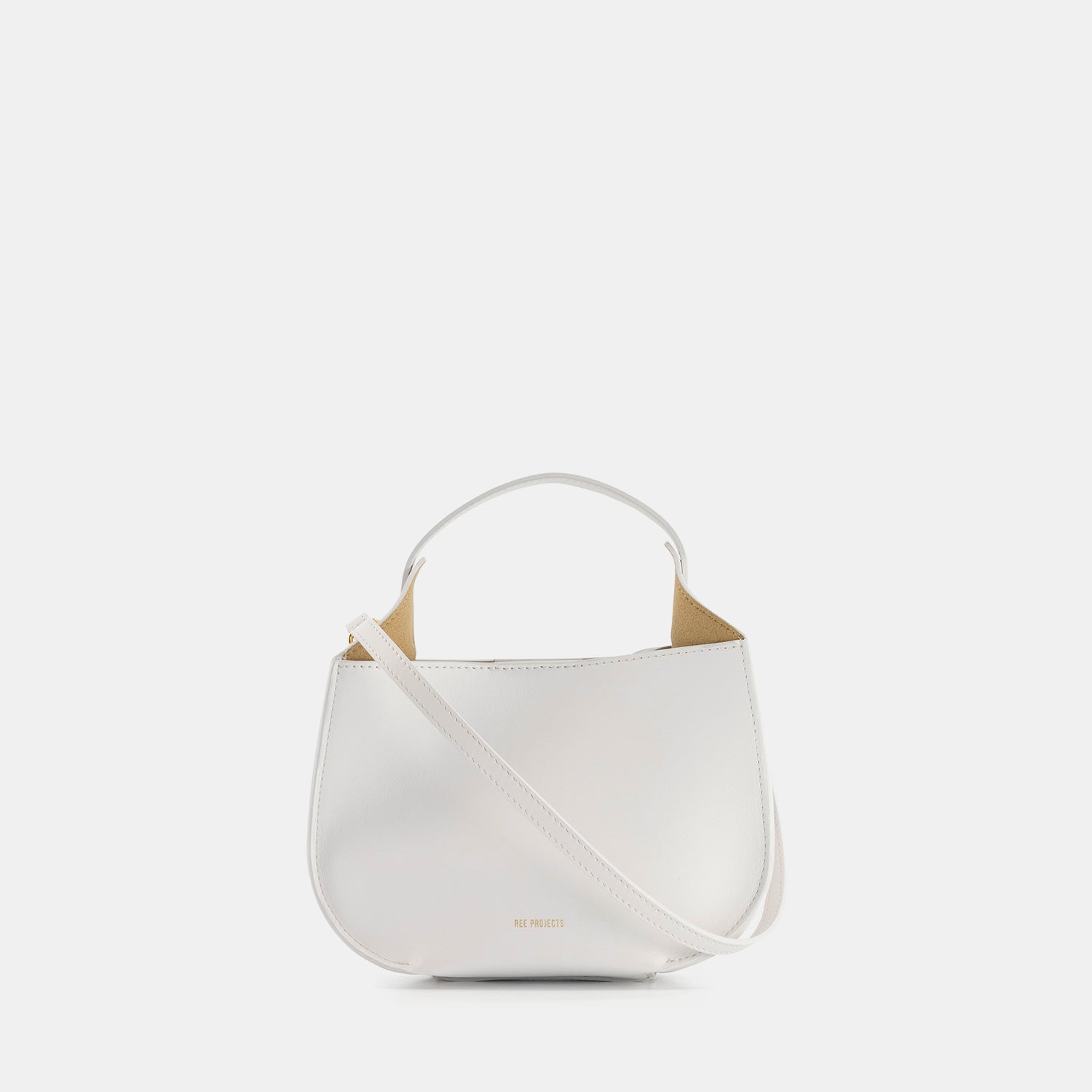 REE PROJECTS Helene Hobo MINI White Soft Calf Leather Handmade Style Chic Elegant Handbag Strap Cross Body Evening Everyday 