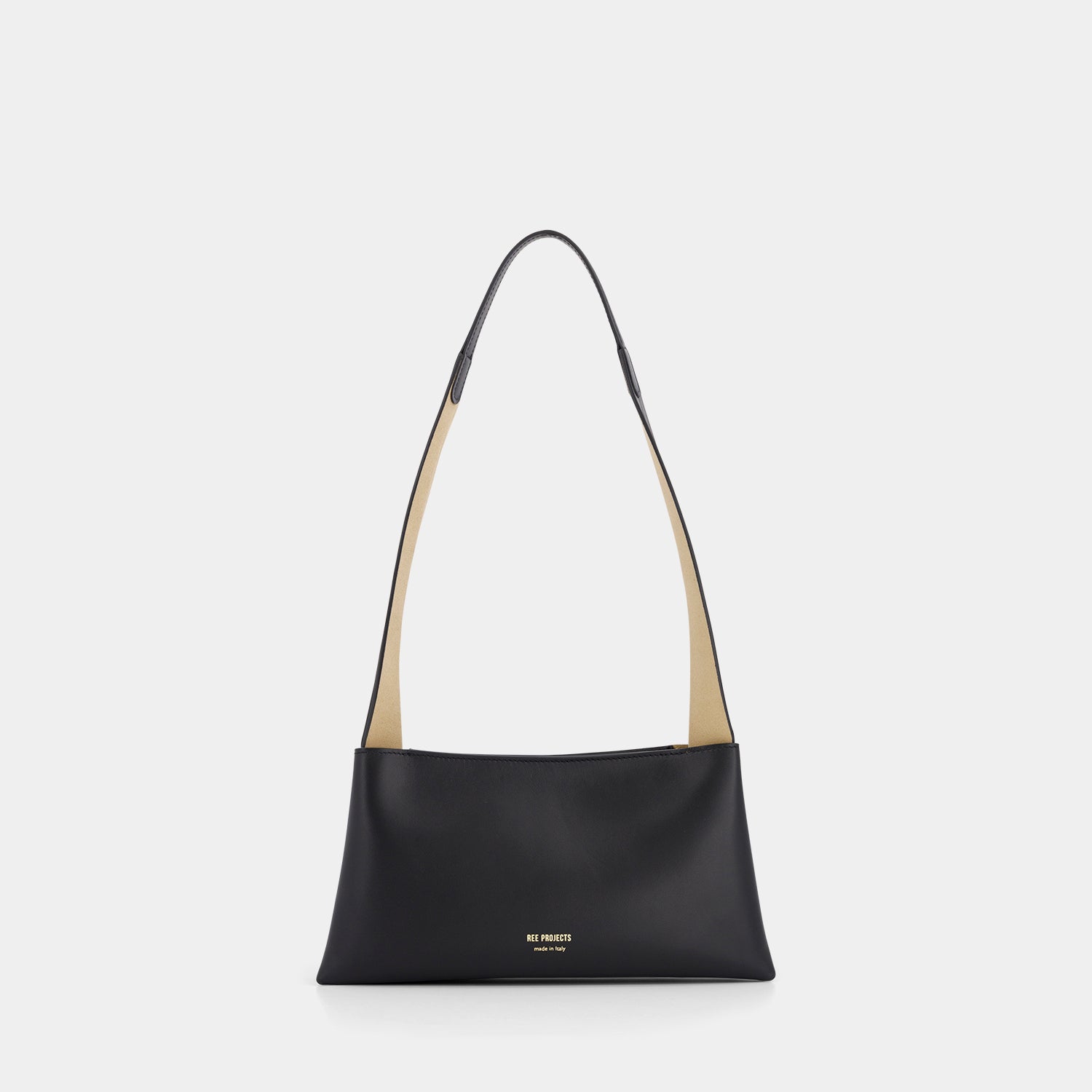 REE PROJECTS Nessa Purse Small Black  Italian Soft Calf Leather Handmade Style Chic Modern Elegant Top Handle Strap Shoulder Bag Everyday Evening