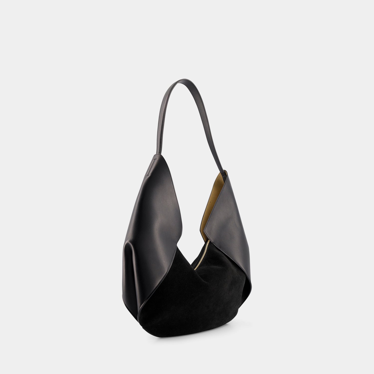 REE PROJECTS Riva Large Black Italian Suede Calf Soft Leather Handmade Spacious Style Chic Modern Elegant Top Handle Shoulder Bag Everyday 
